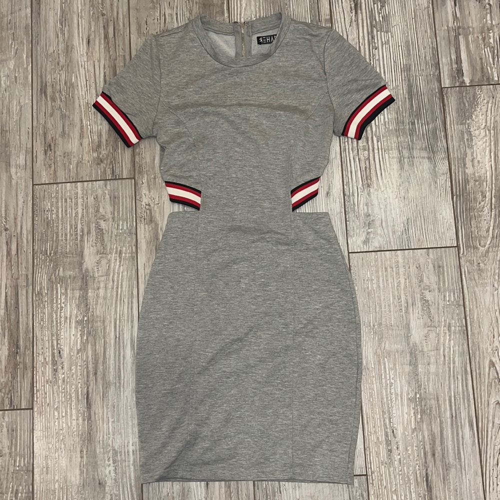 Grey dress with open back